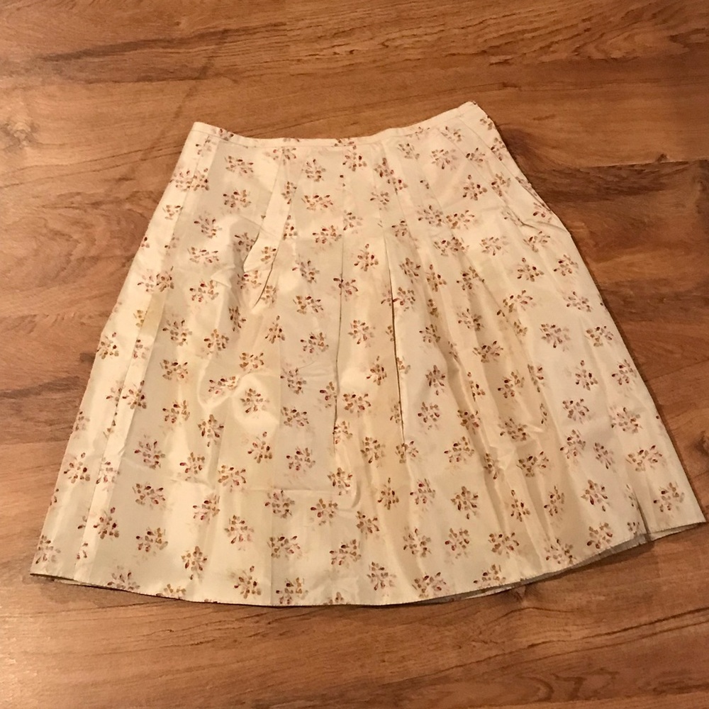 Stunning Rebecca Taylor Silk Flare Skirt With Pleats Size S 4 Lined Floral